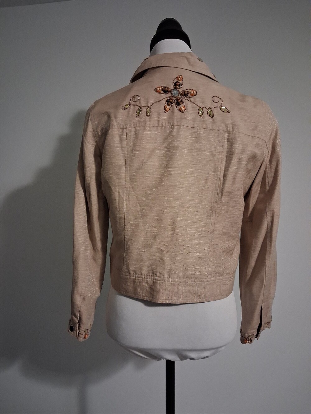 Beaded Floral Embellished Beige Jacket - Picture 2 of 11